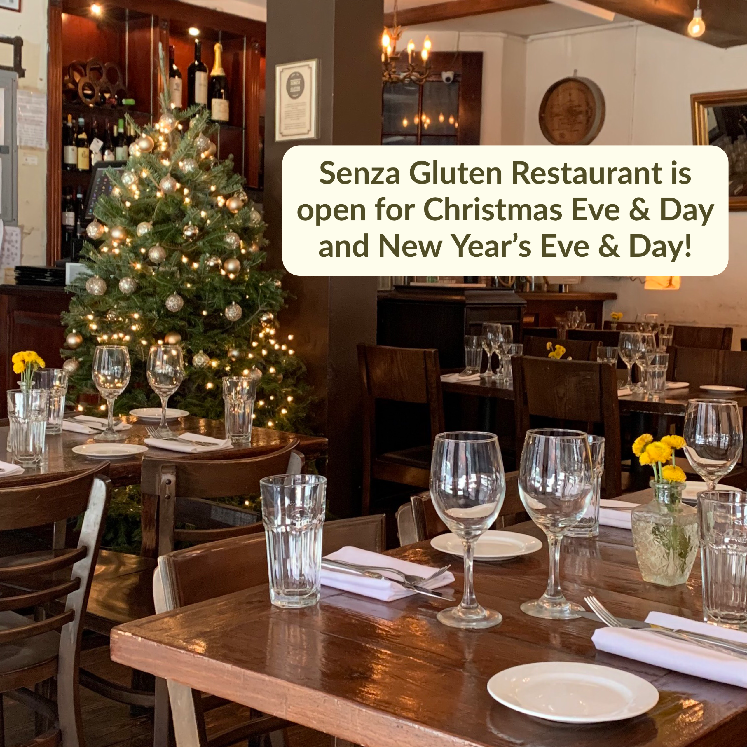 Senza Gluten Restaurant is Open for Christmas and New Year’s! – 2024