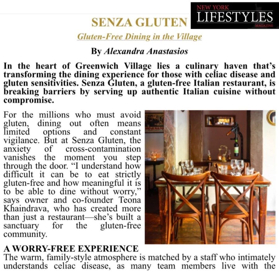 Senza Gluten in New York Lifestyle Magazine